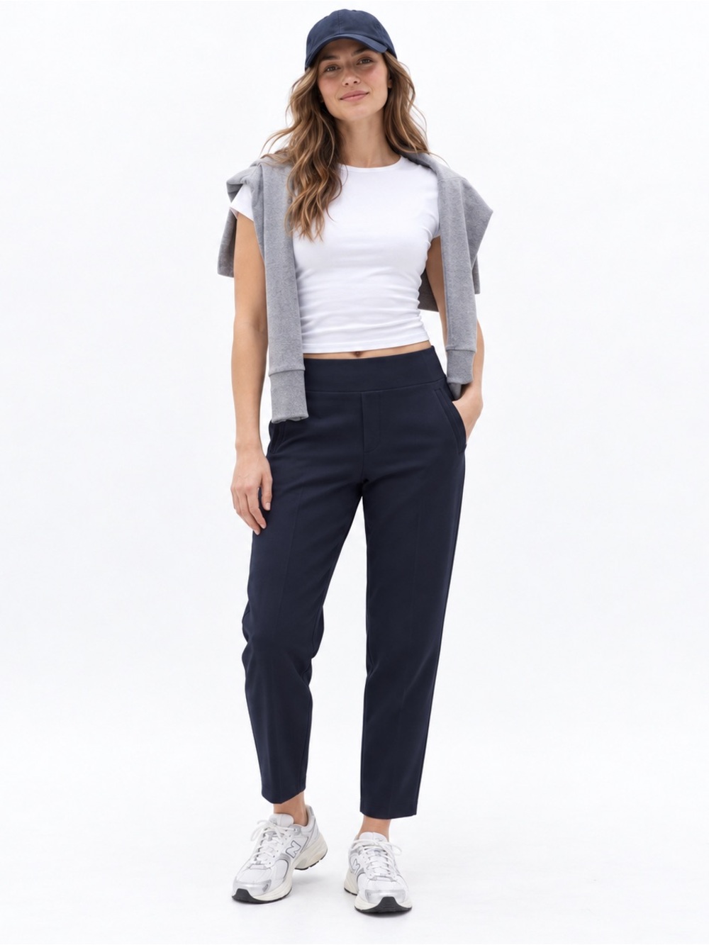 Athleta Endless High Rise Pant Navy Stretch Straight Leg Size 12